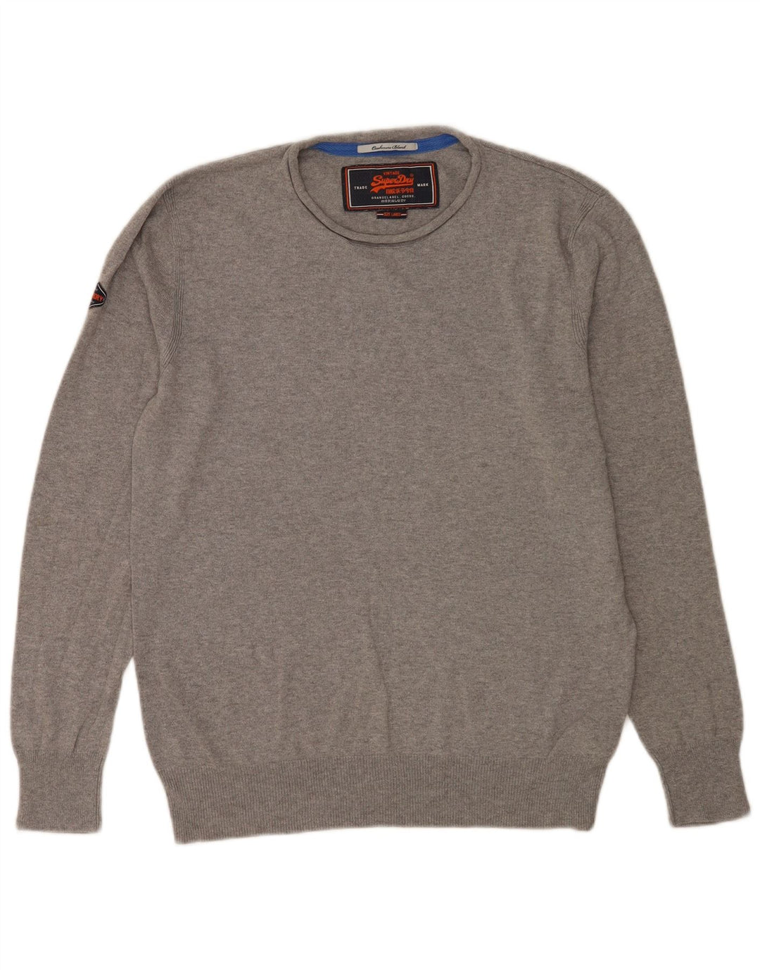 Suéter masculino Superdry com gola redonda e algodão cinza grande