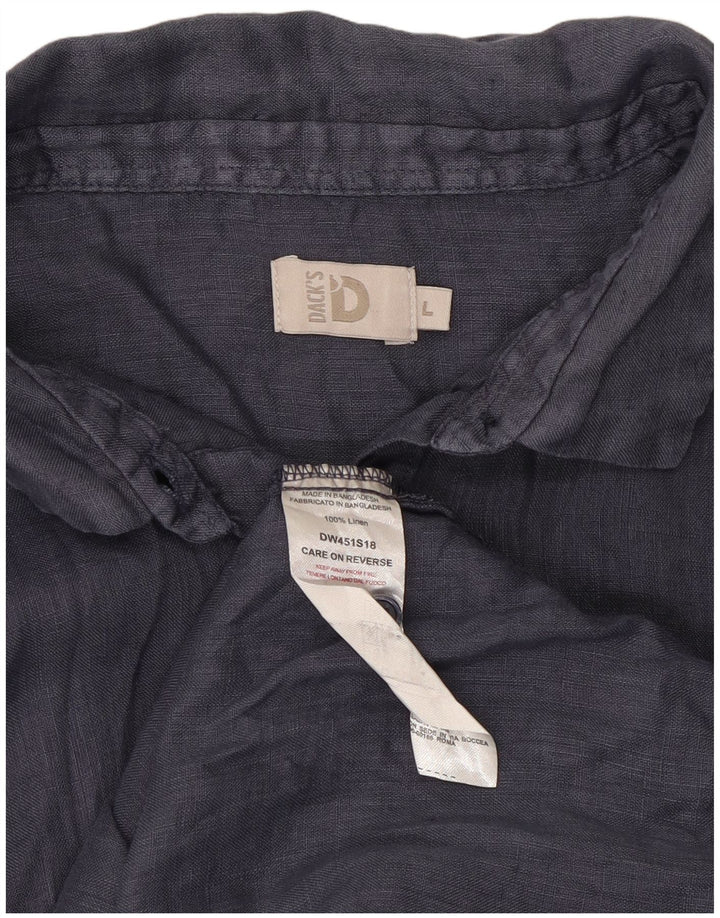 Camisa feminina Dack's UK 16 grande linho azul marinho