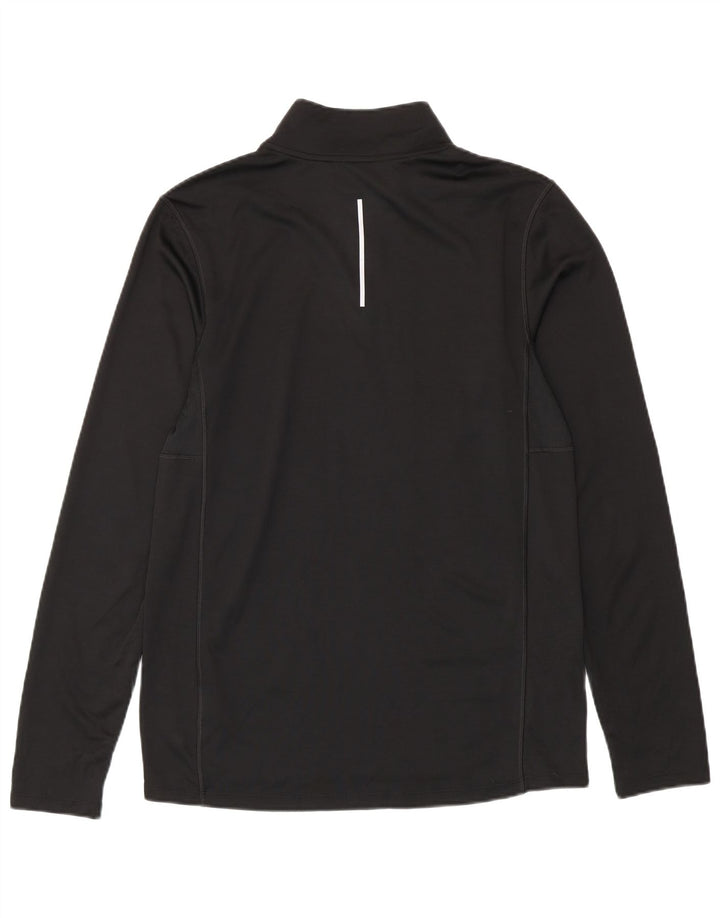 Nike Mens Dri Fit Zip Neck Pullover Treino Top Médio Preto Poliéster