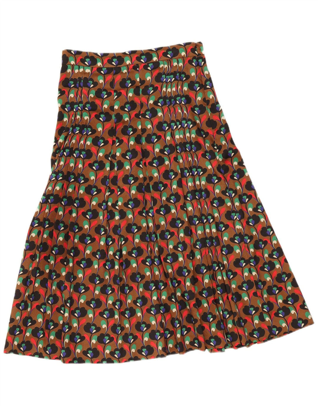 Saia plissada feminina Zara médio W28 poliéster floral marrom