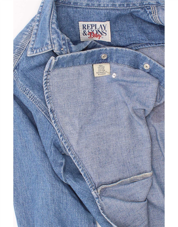Camisa jeans gráfica Replay Boys 6-7 anos algodão azul