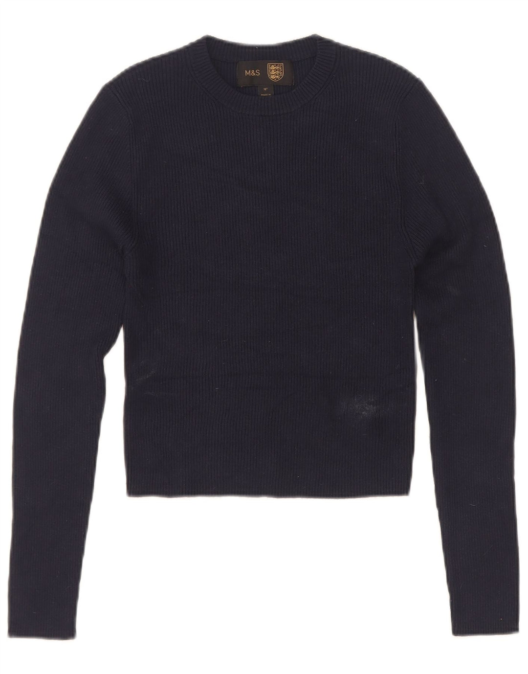 Top curto feminino Marks & Spencer UK 4 XS azul marinho