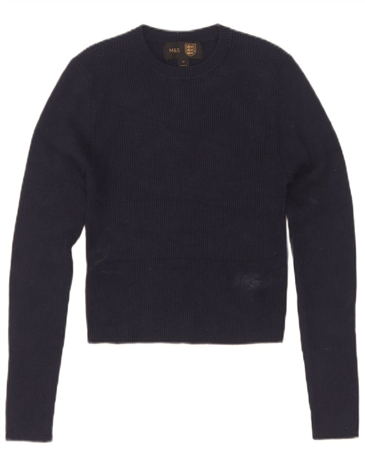 Top curto feminino Marks & Spencer UK 4 XS azul marinho