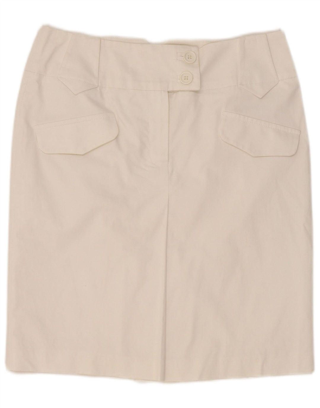 Saia reta feminina Marks & Spencer UK 12 médio W30 algodão branco