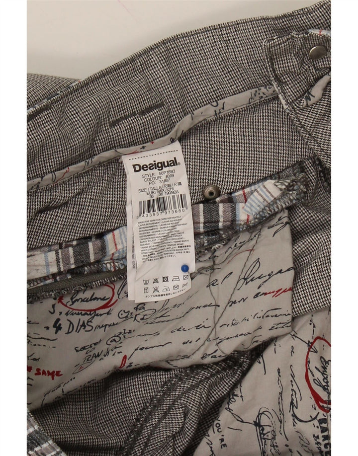 DESIGUAL Mens Slim Casual Trousers W36 L33 Grey Houndstooth Cotton Vintage Desigual and Second-Hand Desigual from Messina Hembry 
