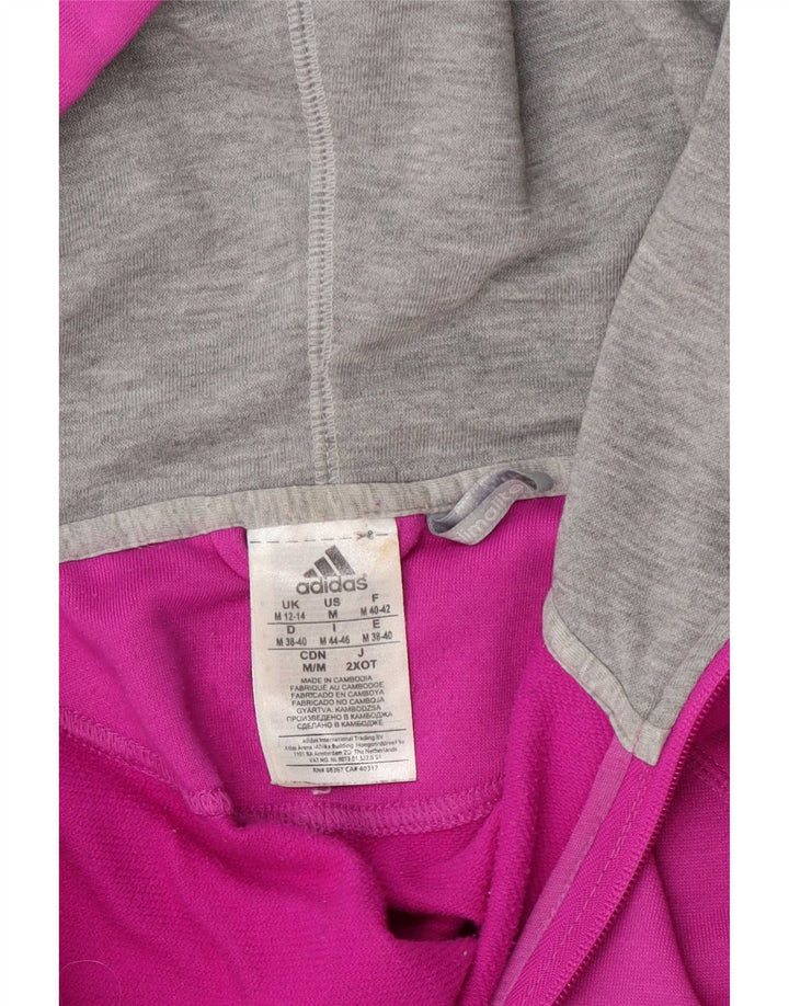 Suéter Adidas Feminino Climalite Zip com Capuz UK 12/14 Médio Poliéster Rosa