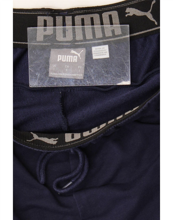 Calça de treino masculina PUMA grande bloco colorido azul marinho