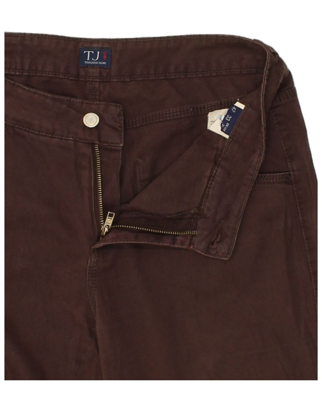 TRUSSARDI Womens Slim Casual Trousers W31 L28  Brown Cotton Vintage Trussardi and Second-Hand Trussardi from Messina Hembry 