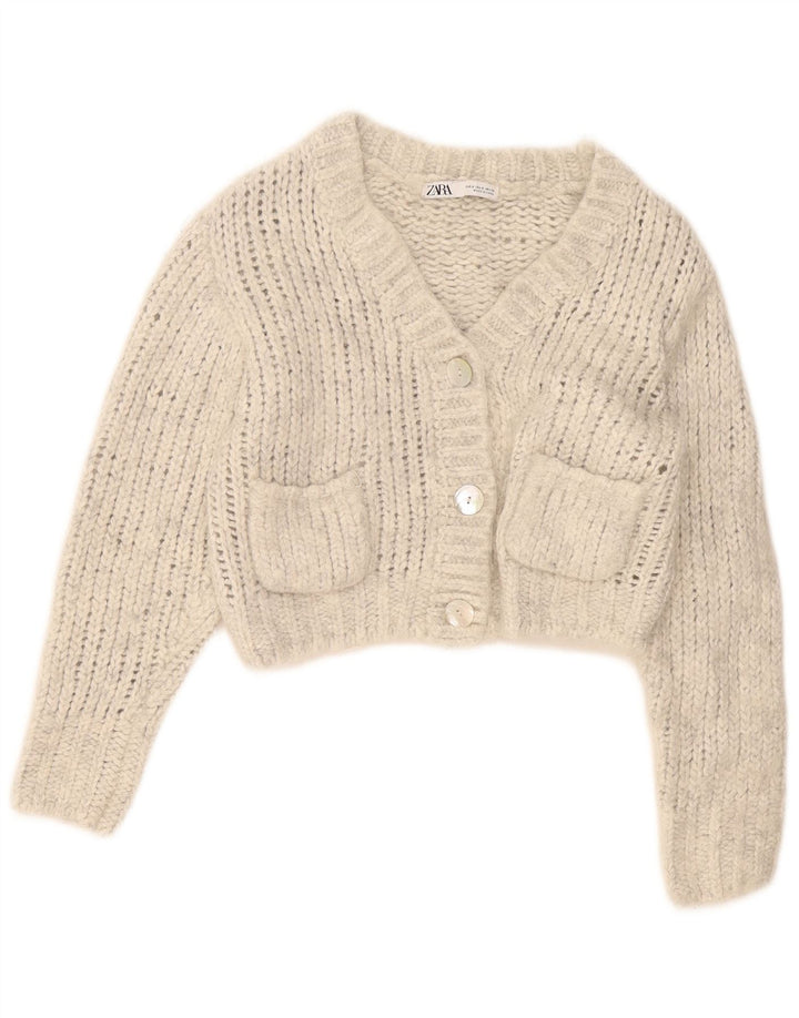 Suéter cardigã feminino Zara Reino Unido 10 pequeno cinza nylon