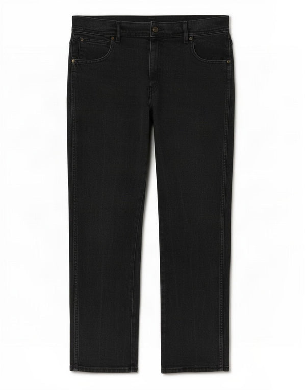Wrangler Mens Regular Fit Straight Jeans W36 L30 Algodão Preto