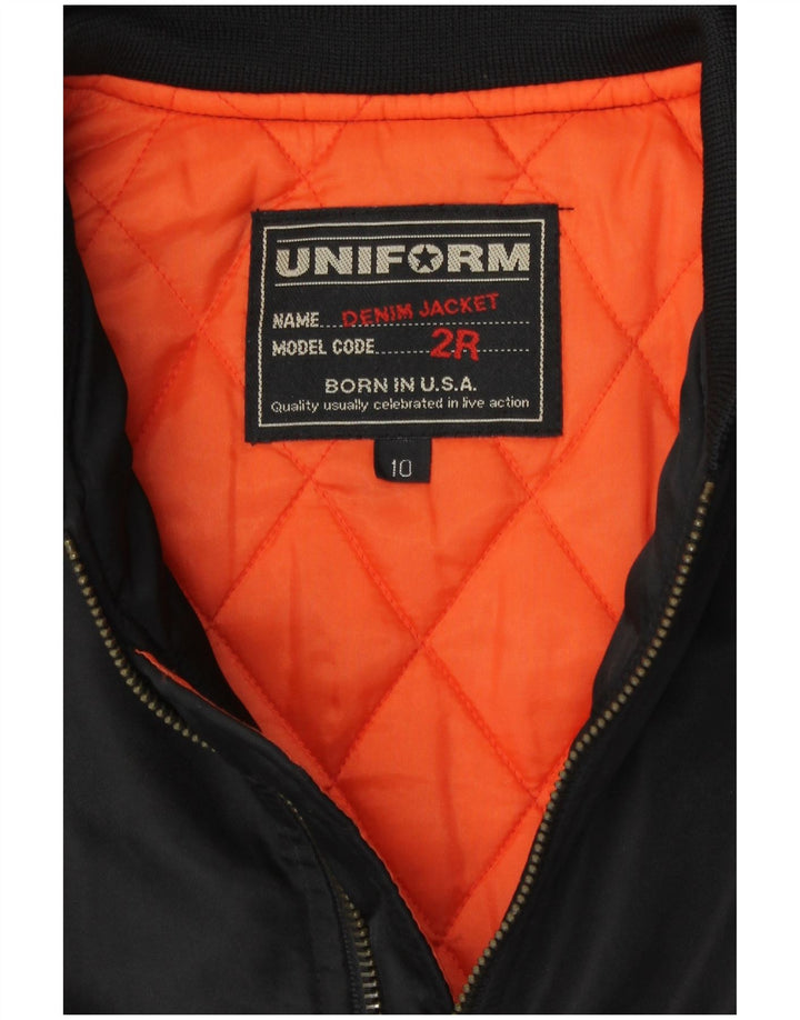 Jaqueta uniforme de aviador de vôo para meninos, ajuste solto, 9-10 anos, nylon preto, retrô