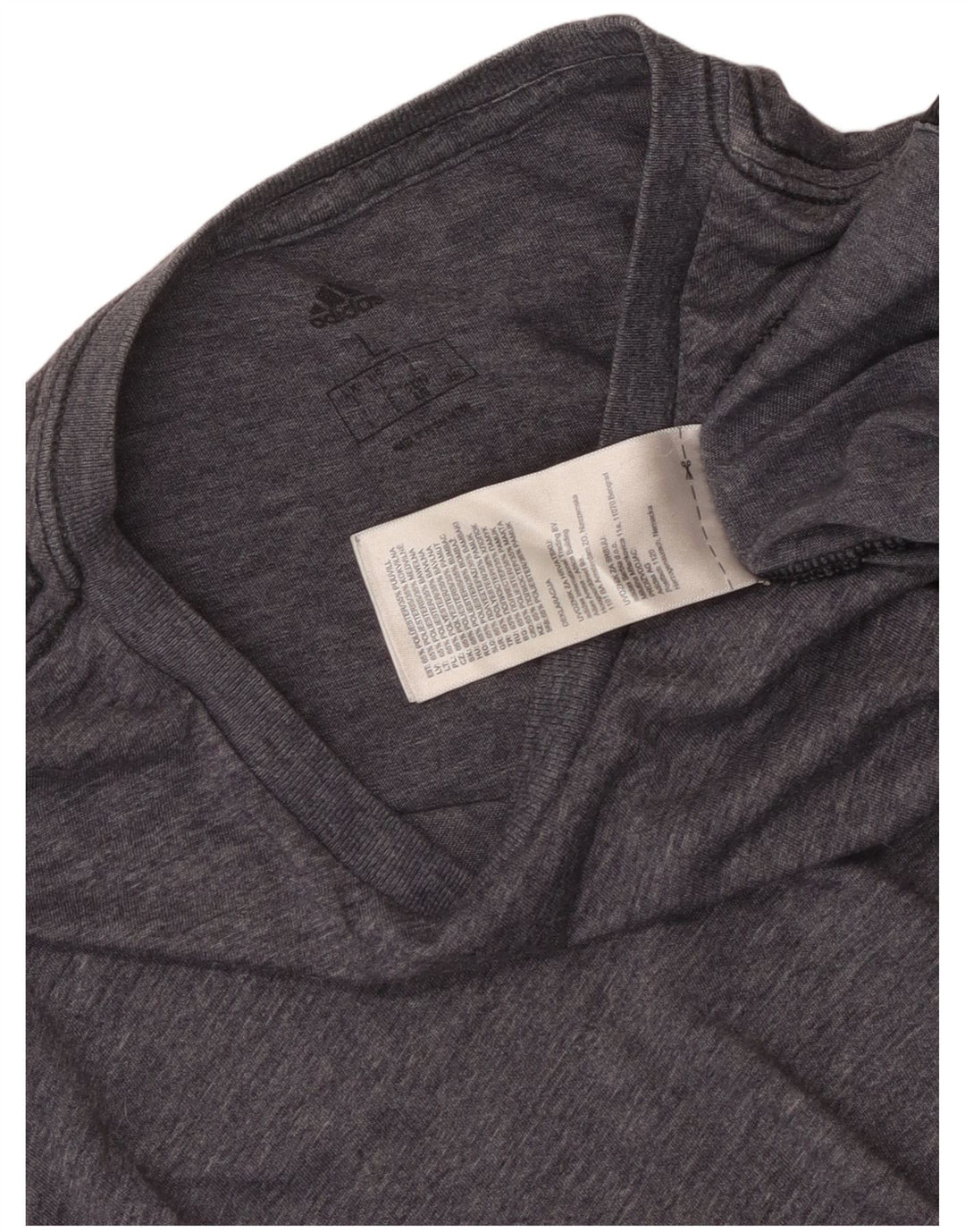 Camiseta masculina Adidas grande poliéster manchado azul marinho