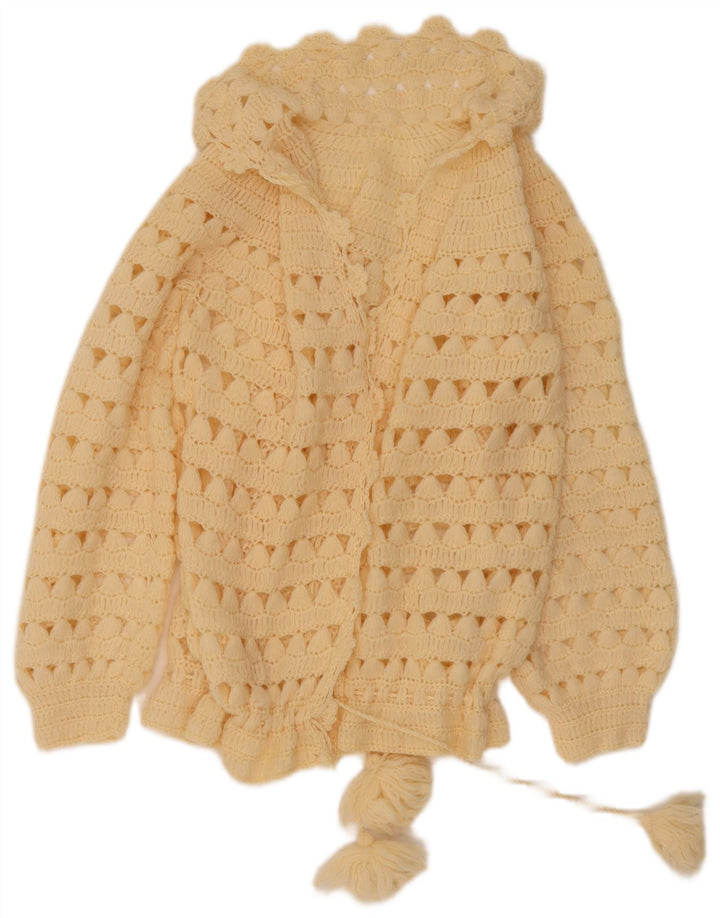 Suéter cardigã feminino vintage UK 12 bege médio