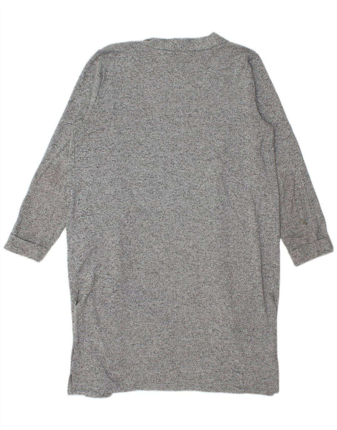 Suéter feminino Lipsy Longline Cardigan UK 16 grande poliéster manchado cinza