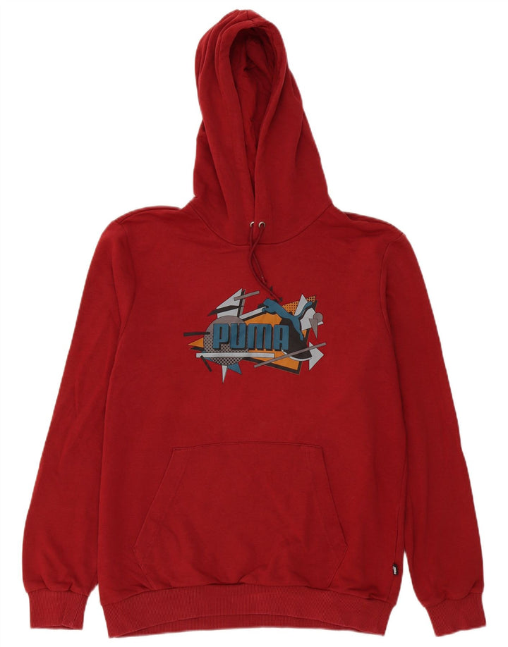 Puma Mens Graphic Hoodie Jumper Médio Borgonha