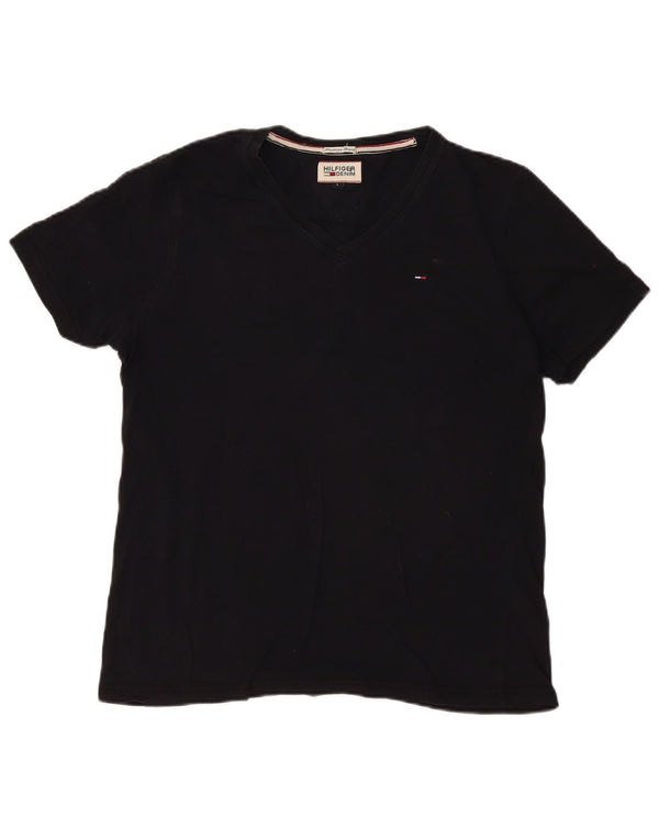 Tommy Hilfiger Camiseta masculina grande de algodão preto