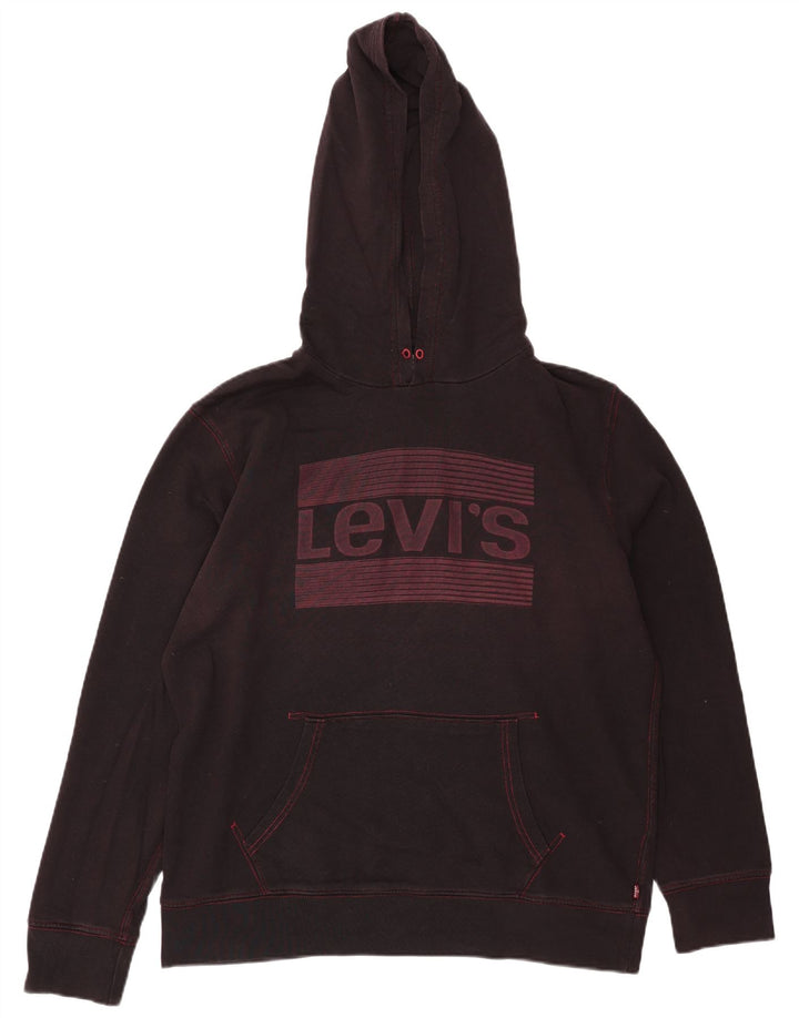 Suéter com capuz gráfico masculino Levi's grande algodão preto