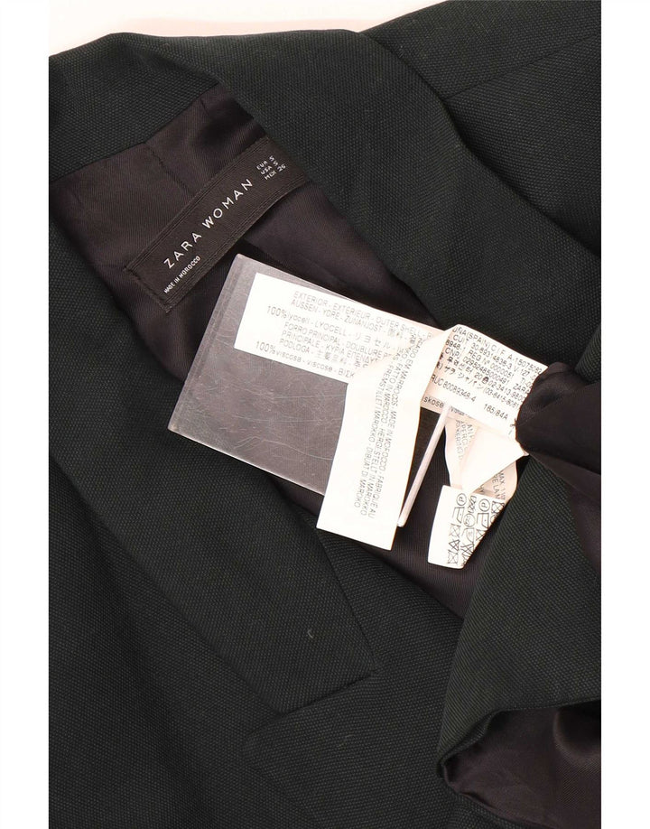 Jaqueta blazer feminina Zara com peito duplo UK 10 Lyocell verde pequeno