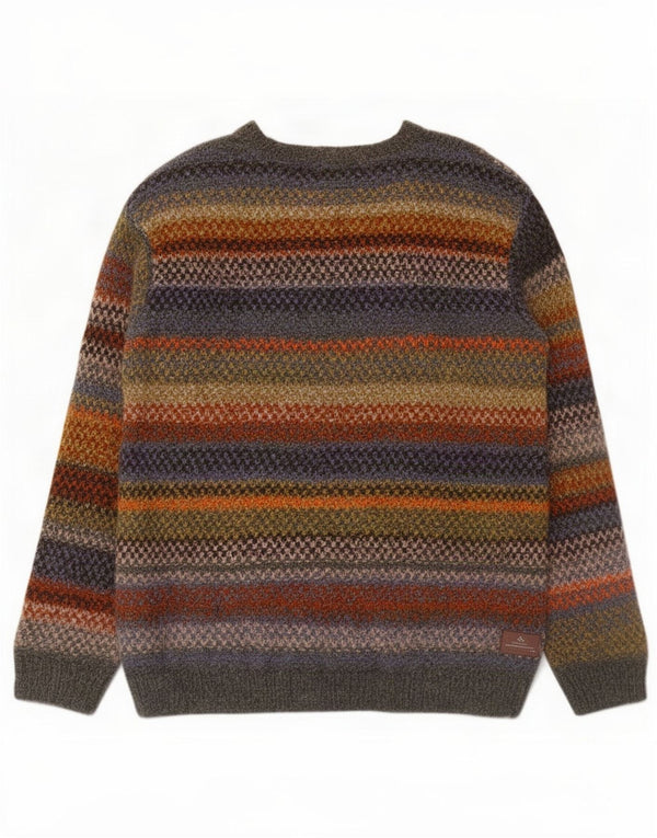 Suéter masculino vintage com gola canoa XL listrado multicolorido