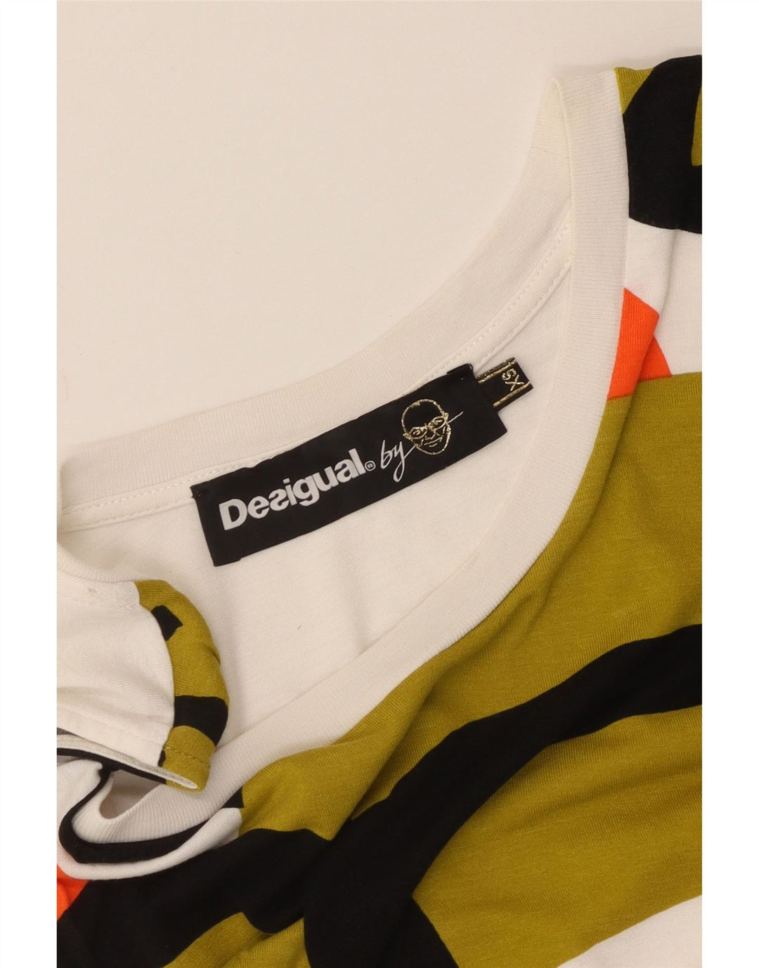 Blusa feminina assimétrica sem mangas Desigual UK 4 XS branco geométrico