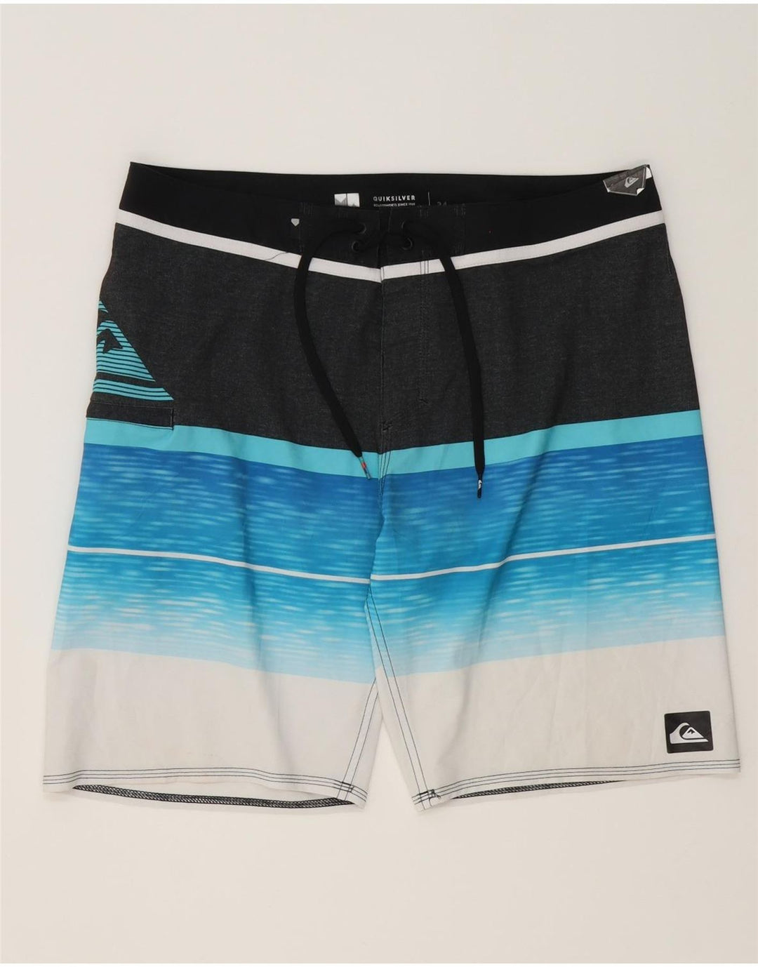Quiksilver Shorts de natação masculino gráfico grande listrado multicolorido