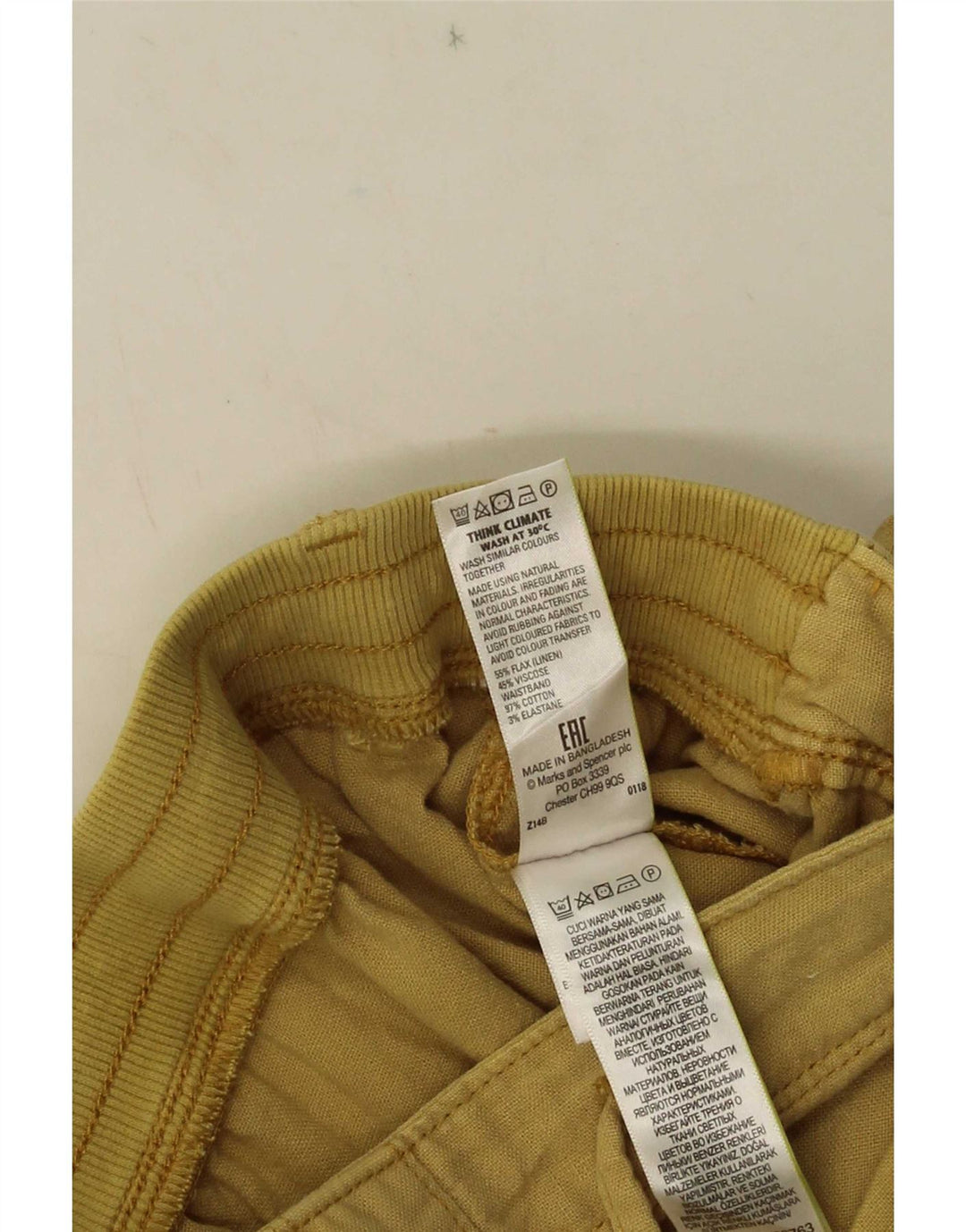 Shorts feminino Marks & Spencer Reino Unido 16 grande W34 linho cáqui