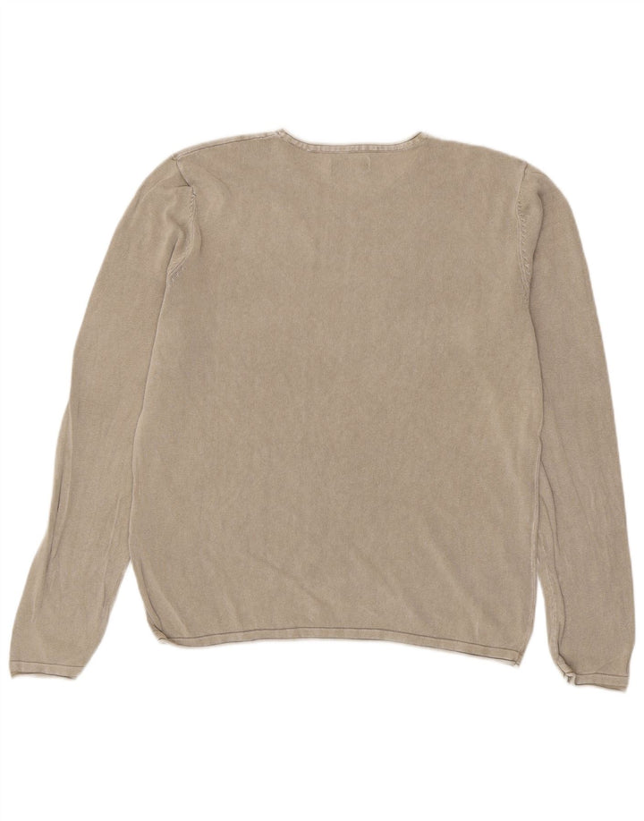 Suéter masculino JACK & JONES com gola redonda, algodão bege grande
