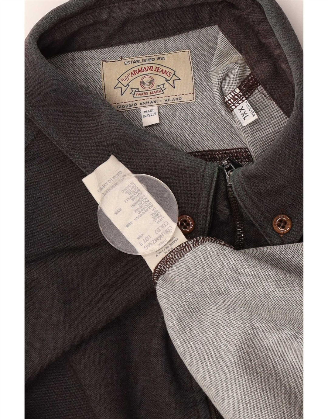 Camisa masculina Armani Jeans 2XL lã marrom