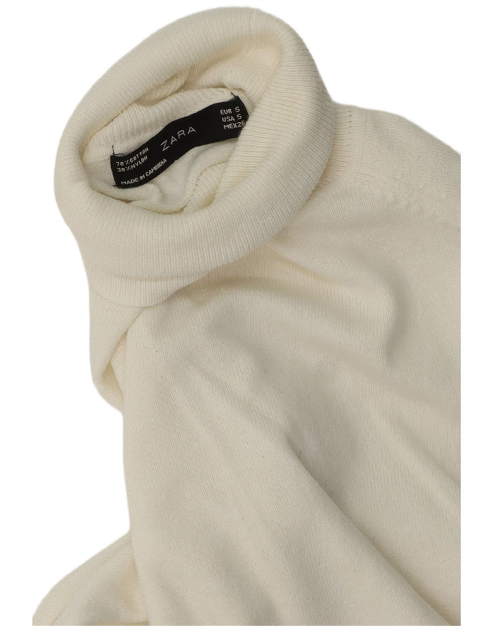 Suéter feminino Zara com gola redonda e algodão branco pequeno Reino Unido 10