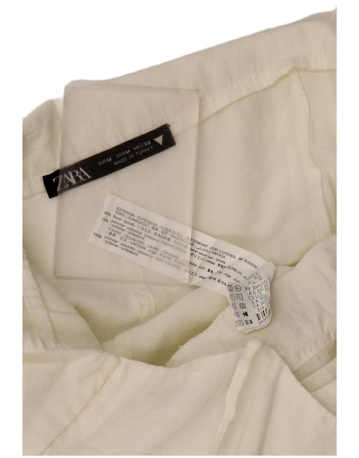 Túnica feminina Zara com gravata frontal UK 12 Lyocell branco médio