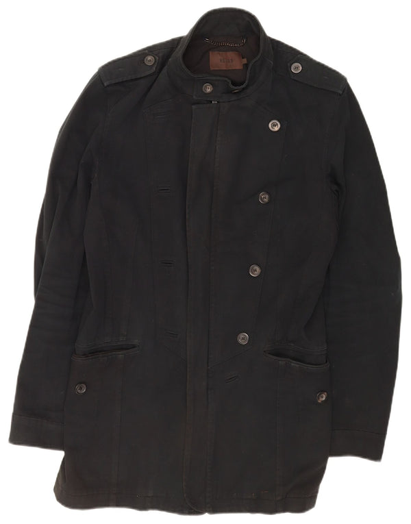 Jaqueta militar masculina Reiss UK 36 algodão preto pequeno