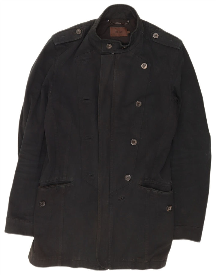 Jaqueta militar masculina Reiss UK 36 algodão preto pequeno