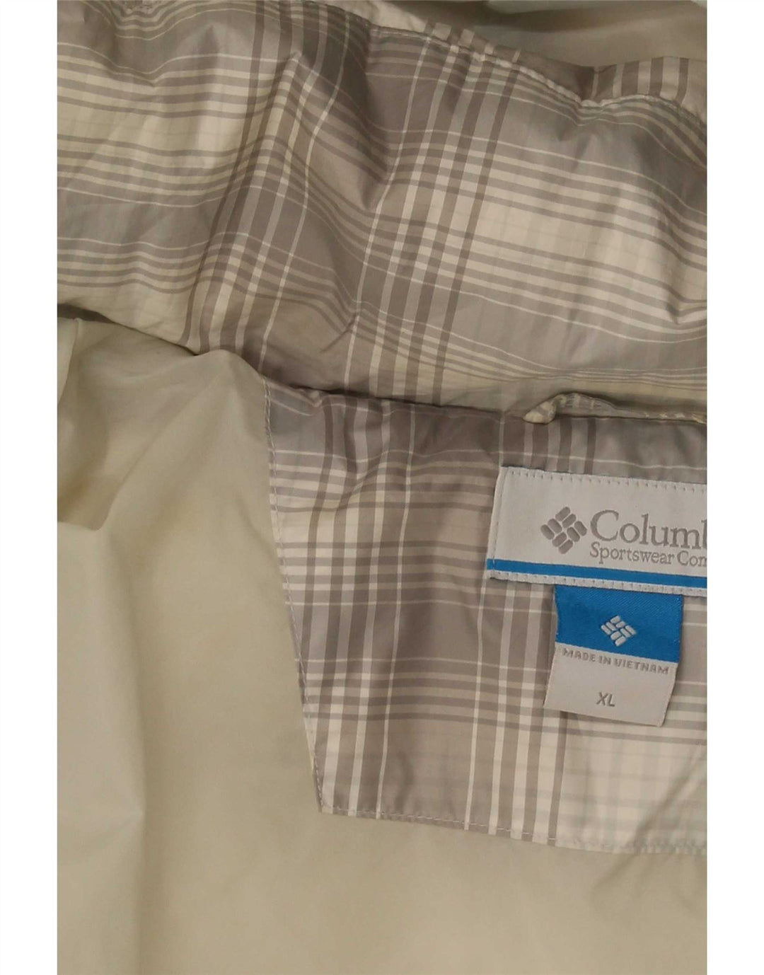 Columbia Jaqueta feminina acolchoada com capuz UK 18 XL poliéster xadrez cinza