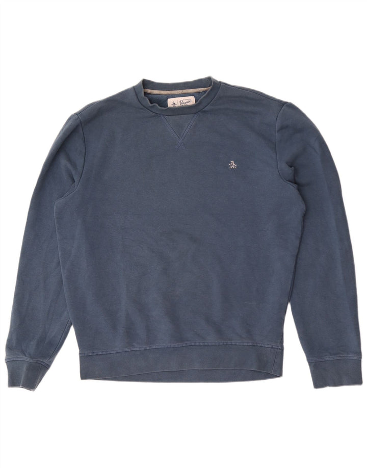 Penguin moletom masculino jumper grande algodão azul