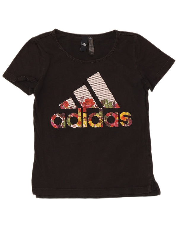 Adidas Camiseta Feminina Graphic Top UK 8/10 Pequeno Algodão Preto