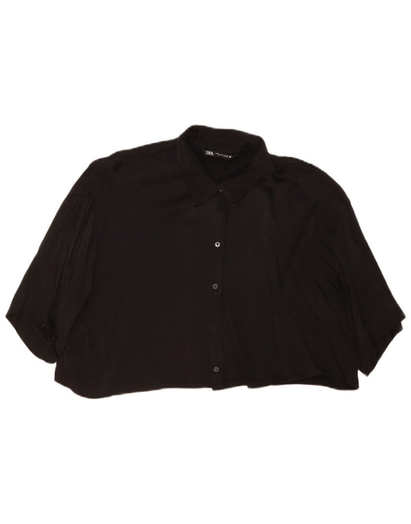 Blusa feminina Zara com manga curta e corte oversized Reino Unido 14 médio preto