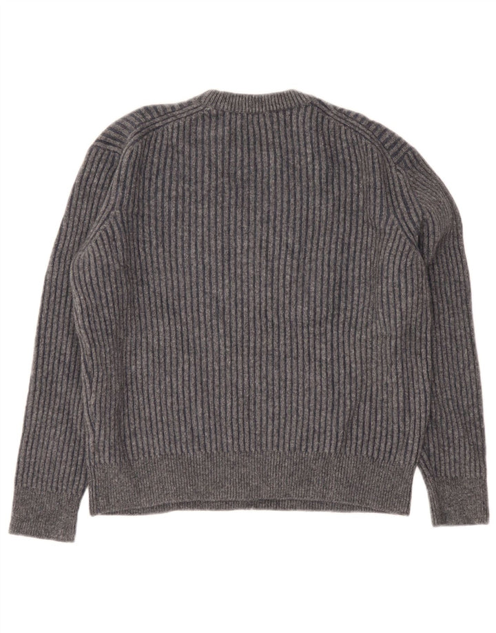 Suéter feminino Massimo Dutti com gola redonda Reino Unido 16 grande lã cinza