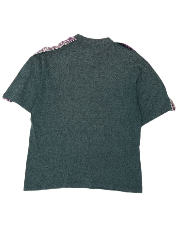 Camiseta gráfica masculina Asics Top XL algodão manchado verde