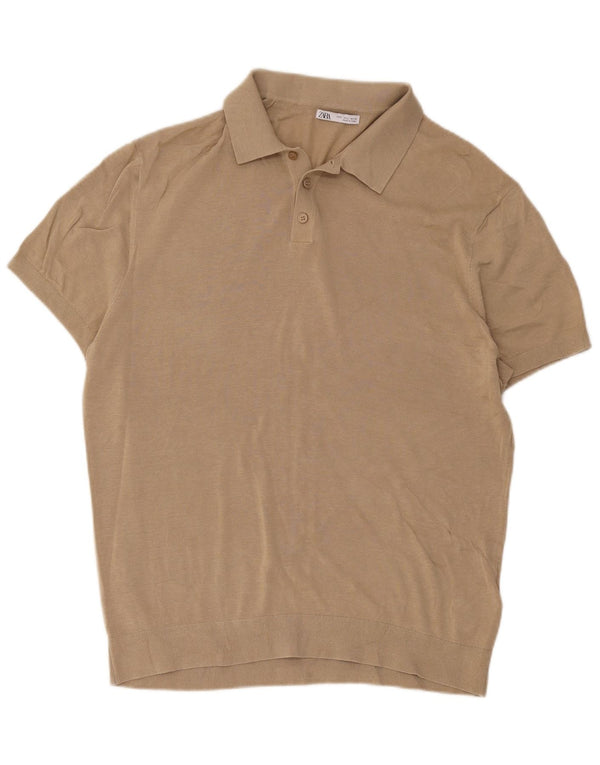Camisa polo masculina Zara grande algodão bege