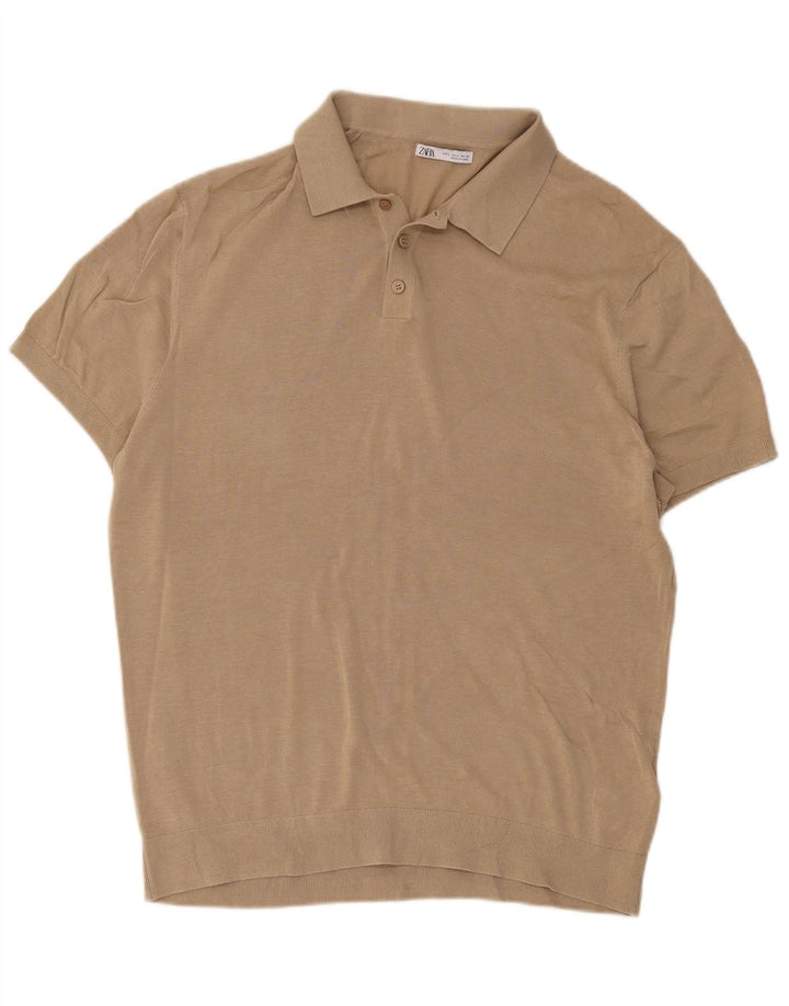 Camisa polo masculina Zara grande algodão bege