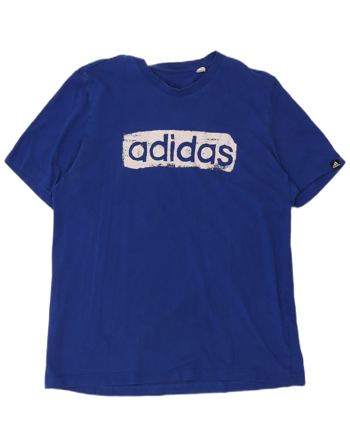 ADIDAS Mens Graphic T-Shirt Top Médio Algodão Azul