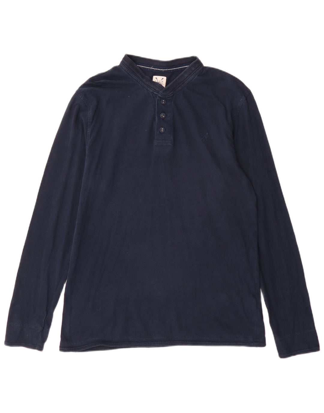 Crew Clothing Mens Top Manga Longa Médio Algodão Azul Marinho