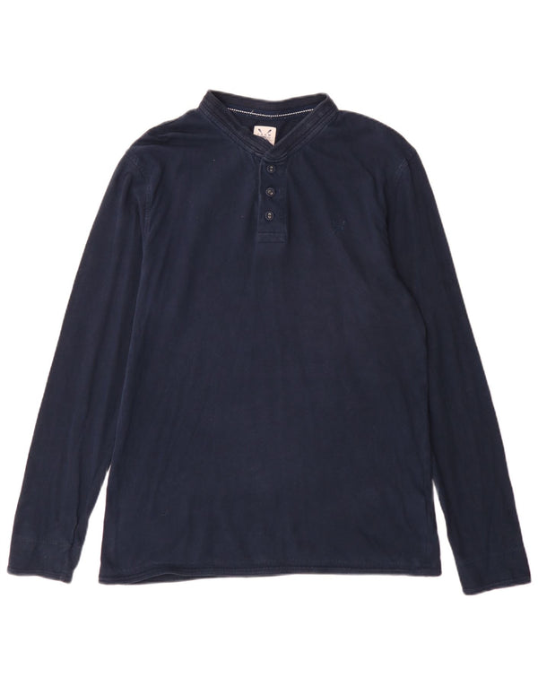Crew Clothing Mens Top Manga Longa Médio Algodão Azul Marinho