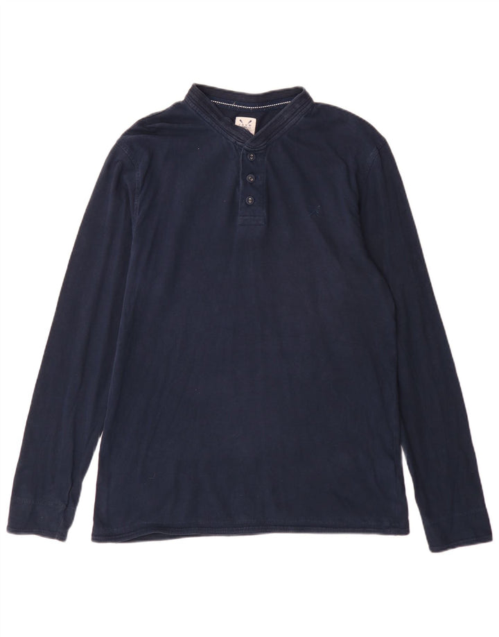 Crew Clothing Mens Top Manga Longa Médio Algodão Azul Marinho