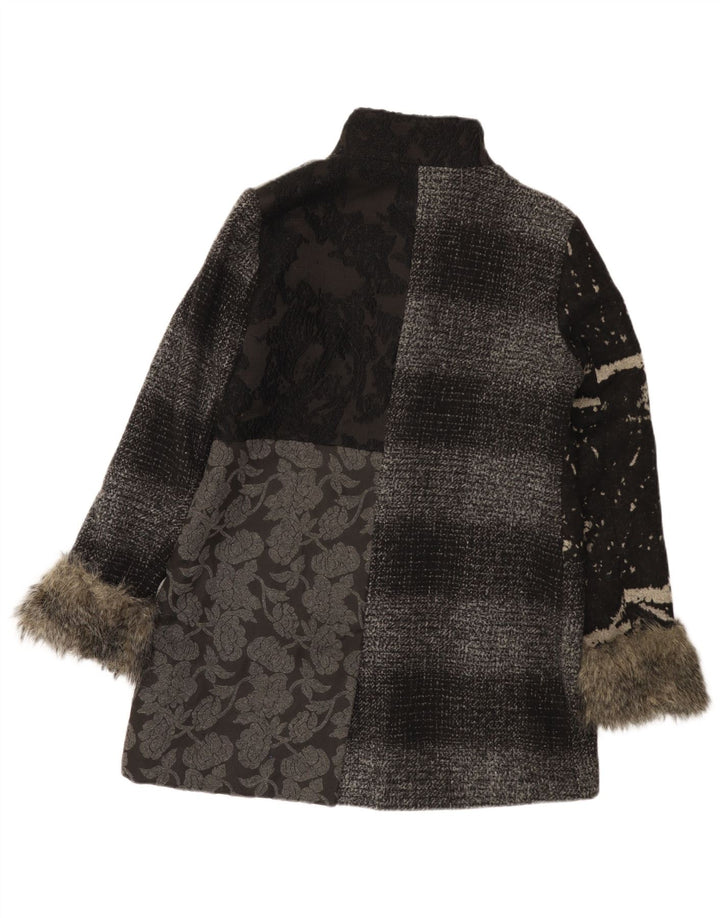 Sobretudo feminino Desigual EU 44 XL cinza patchwork poliéster