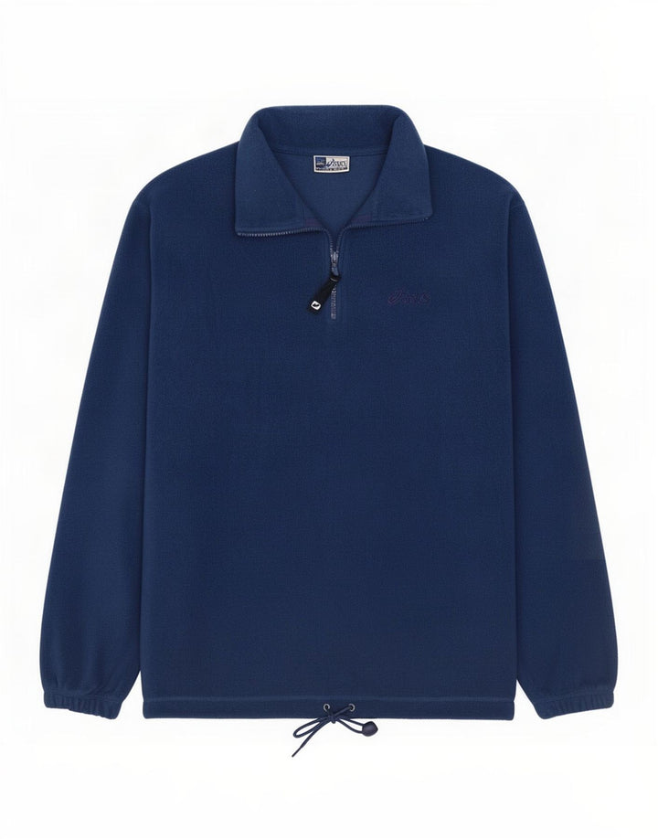 Asics Mens Zip Neck Fleece Jumper Grande Azul Marinho Poliéster