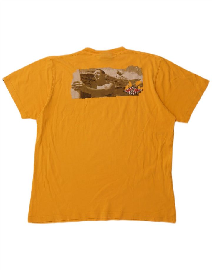 Camiseta masculina gráfica BEAR de algodão amarelo médio