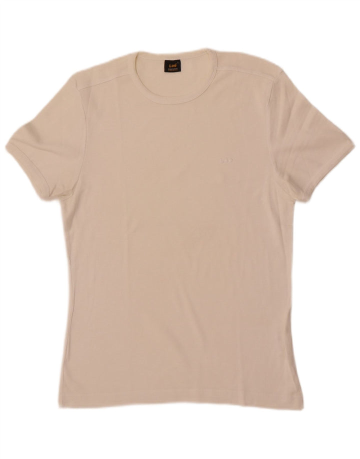 Camiseta feminina Lee UK 14 grande algodão branco