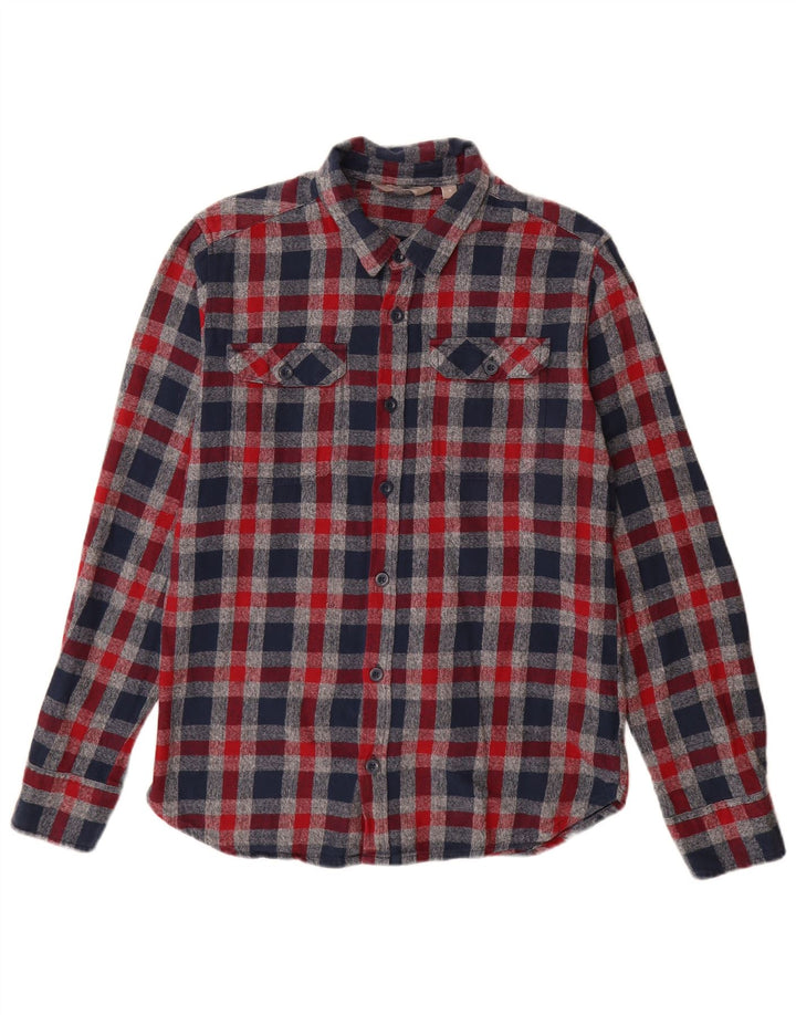 Camisa masculina de flanela Mountain Warehouse de algodão xadrez vermelho médio