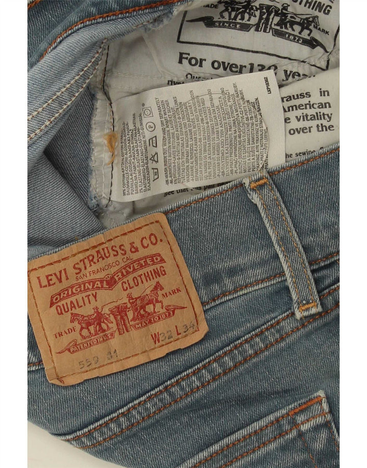 Shorts jeans feminino Levi's 559 desgastado W32 grande algodão azul